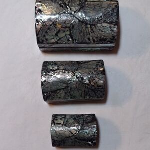 Iridescent Black Shell Inlay Rectangular Cabochons - Set of 3